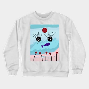 Kids Swimming Stick Figure Crewneck Sweatshirt